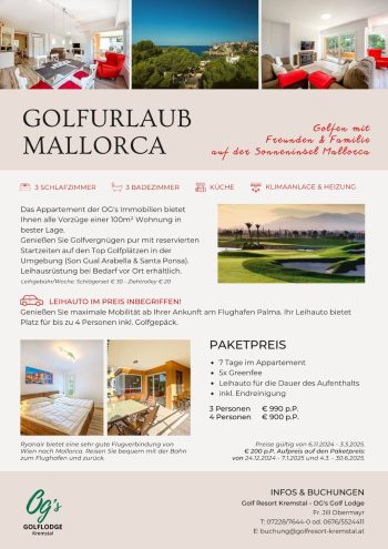 Golfurlaub Winterangebot Mallorca Golf Resort Kremstal 2024